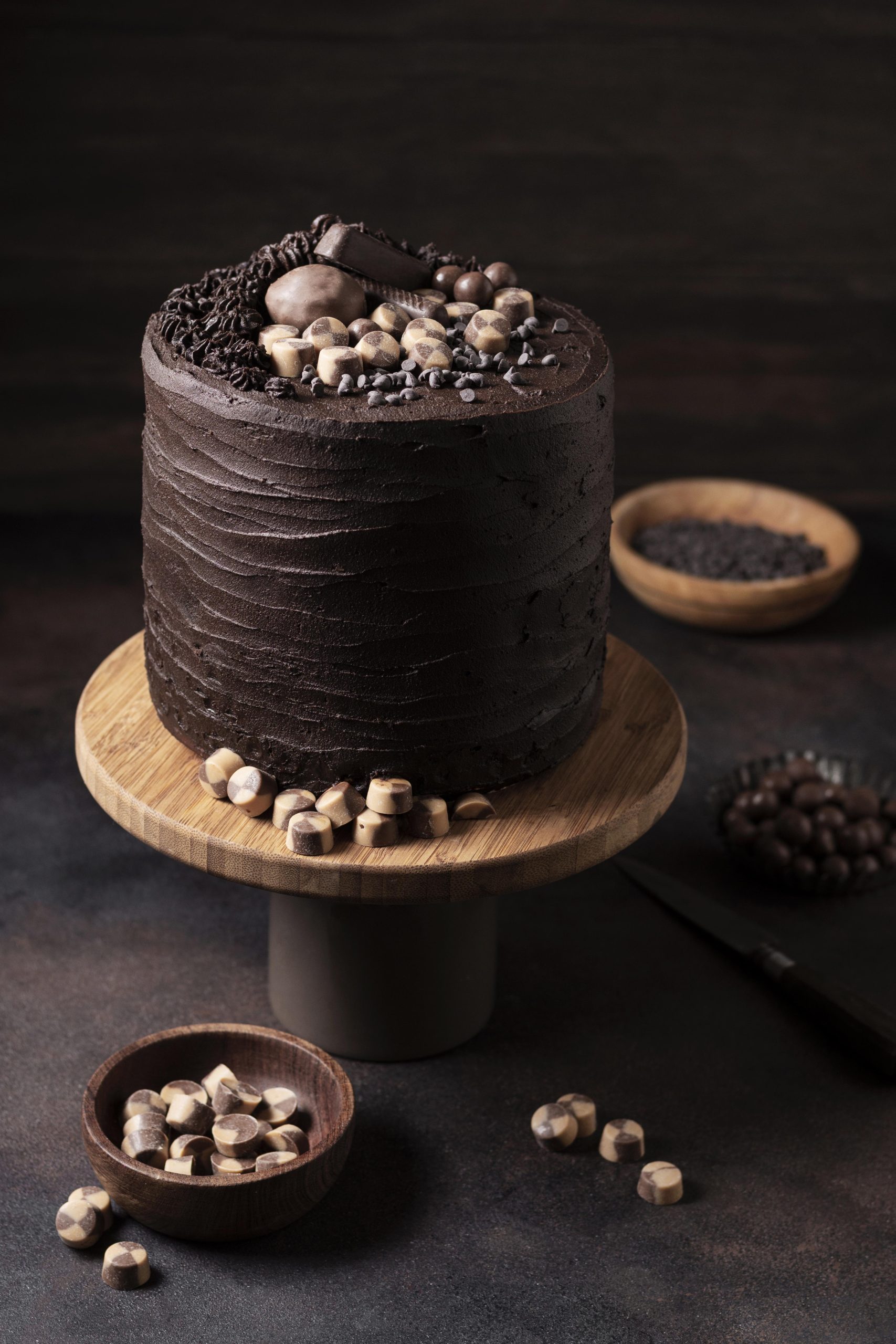 high angle delicious chocolate cake concept
